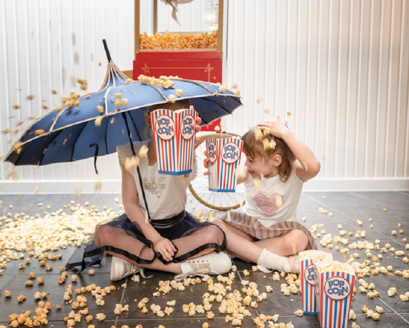 Originele foto shoot, communie foto shoot of family foto shoot met snoep of popcorn
