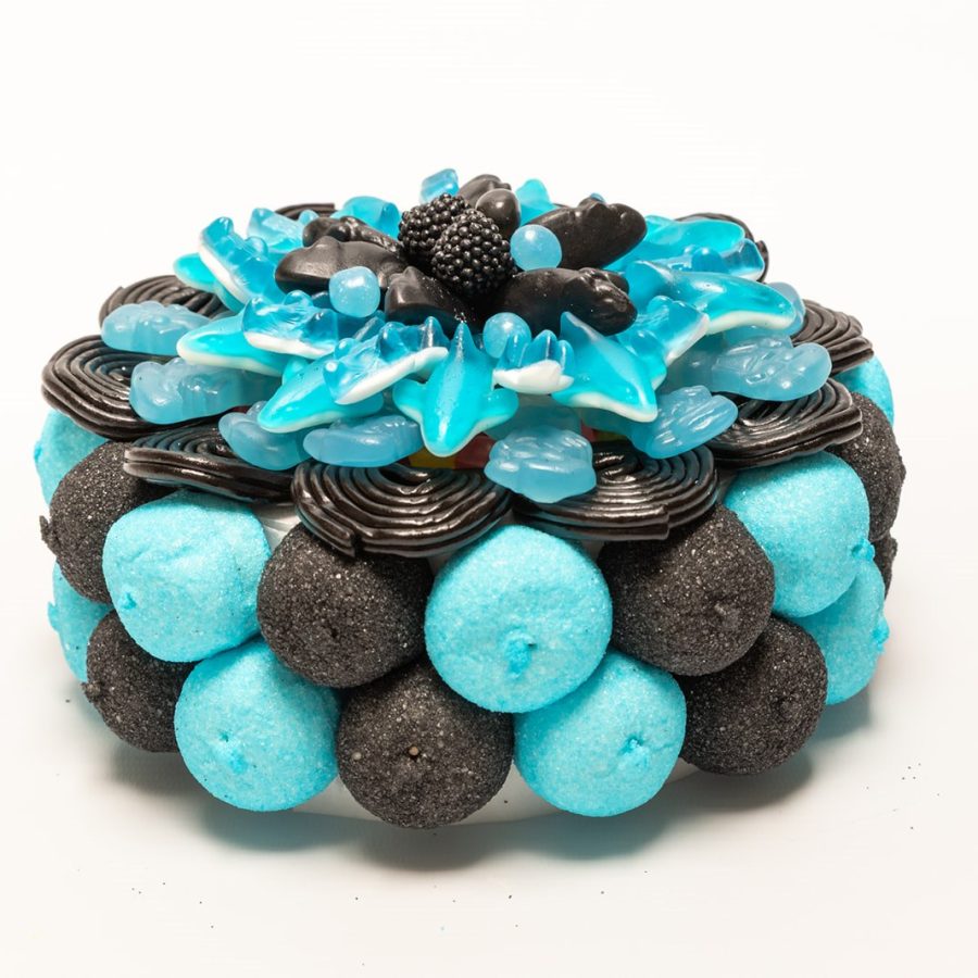 Snoeptaart thema club Brugge, 15 cm breed, blauw zwart kleuren