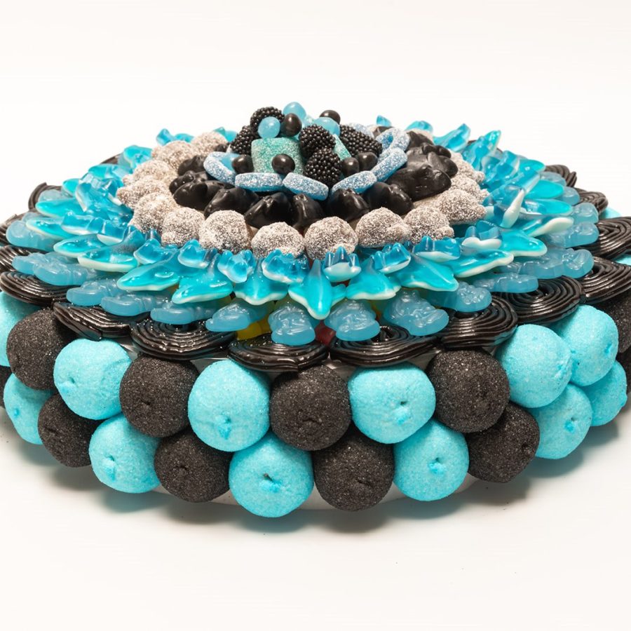 Snoeptaart thema club Brugge, 30 cm breed, blauw zwart kleuren