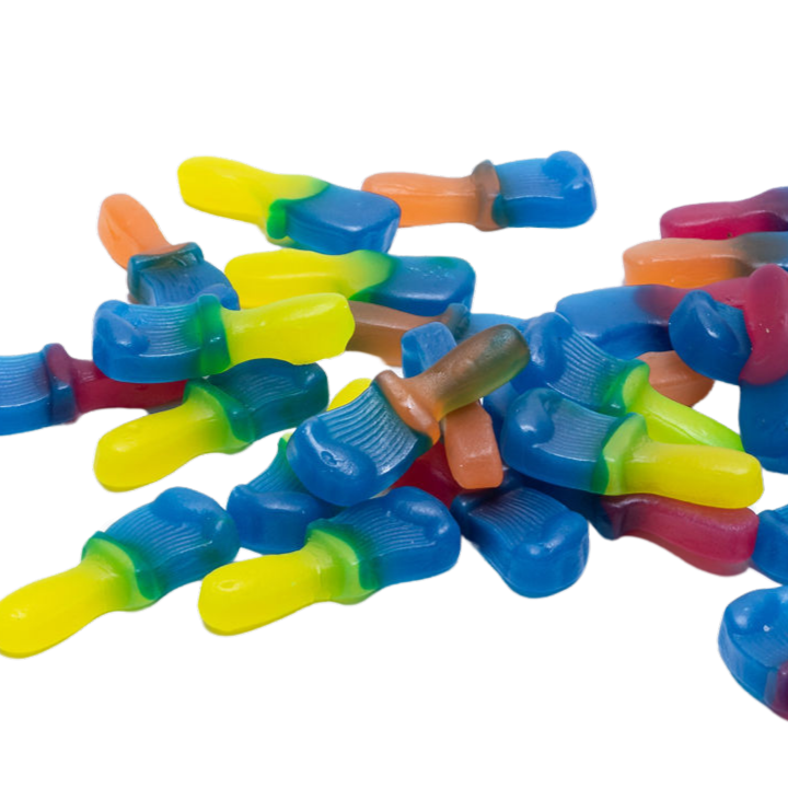 Frisia snoepjes in de vorm van kleurrijke verfborstels, tongue painters
