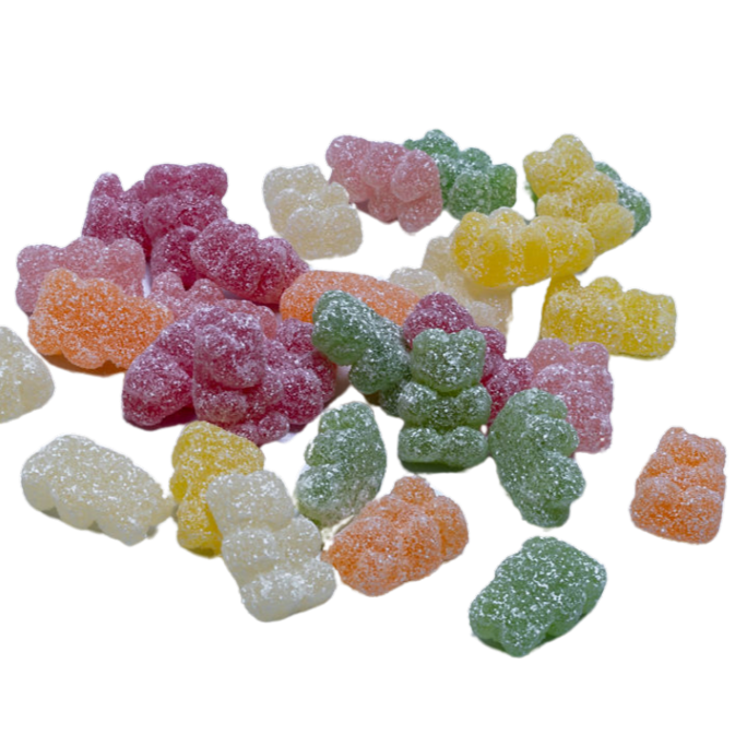Zure beervormige snoepjes in diverse kleuren
