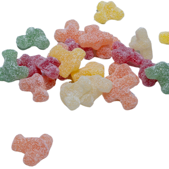 Colakleurige snoepjes in slakvorm met een zure coating