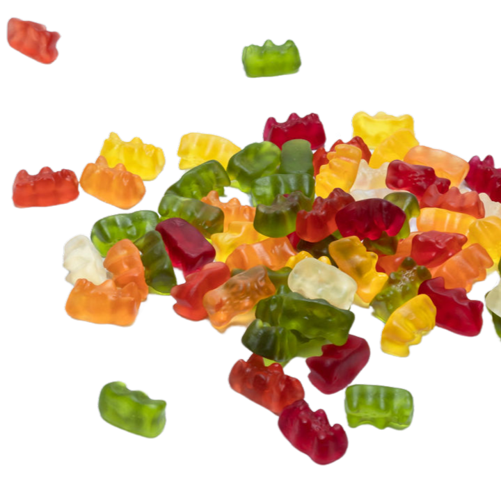 Kleine beervormige gummisnoepjes in verschillende kleuren