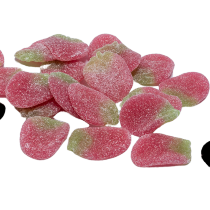 Aardbeivormige snoepjes met suikerlaagje en zoete smaak