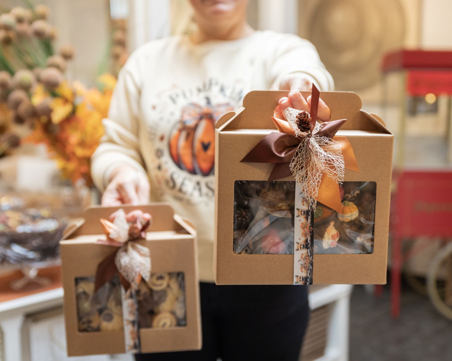 Geschenkpakketten in herfst thema